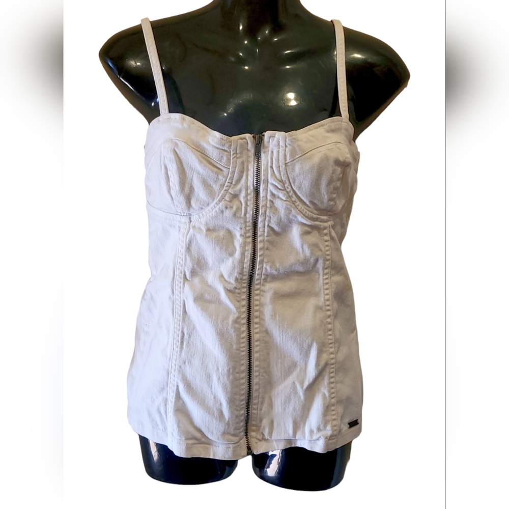 GUESS - White Denim Corset Style Top